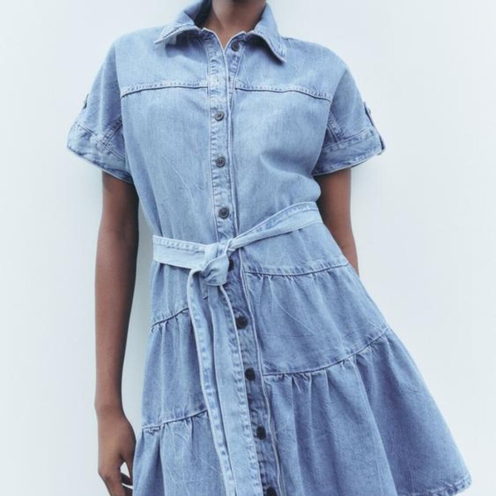 NWT ZARA DENIM MINI DRESS ZW COLLECTION S, L 2553